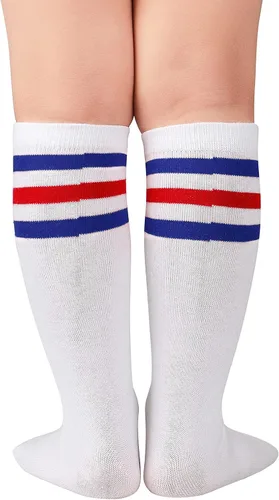 Vista 2 de American Trends Calcetines de fútbol para niños y jóvenes, calcetines largos hasta la rodilla para niños y niñas, béisbol, sóftbol, fútbol de 1 a 12