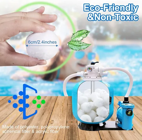 Vista 4 de Bolas de filtro de piscina de 4.6 libras para filtro de arena, cartuchos de medios de filtro de arena reutilizables, repuesto para bomba de filtro