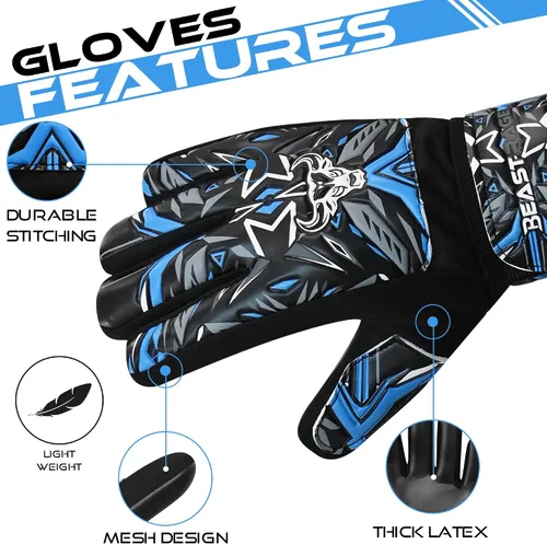 Vista 2 de BEAST RAGE Guantes de portero de fútbol, guantes de portero para niños y jóvenes, guantes de portero de fútbol con agarre fuerte, soporte de muñeca