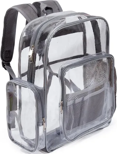 Vista 3 de Jusdot Mochila transparente resistente, Gris, Mochila transparente