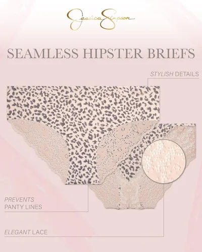 Vista 2 de Jessica Simpson Ropa interior para mujer - Calzones de microfibra Hipster (paquete de 5)