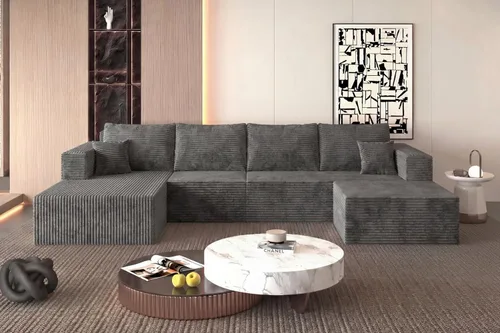 Vista 55 de Sofá otomano modular de pana de 28 pulgadas sin hueso, sofá otomano seccional para sala de estar, color beige