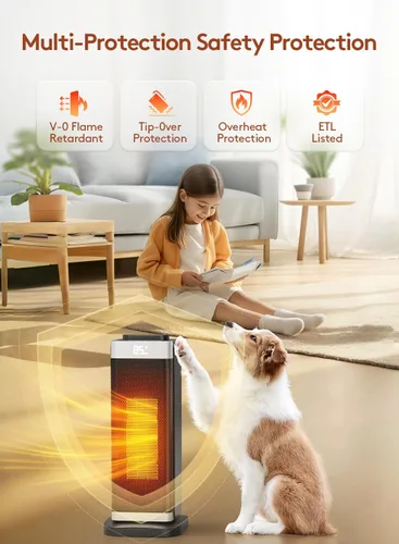Vista 8 de Calentadores de espacio para uso en interiores, calentador de espacio portátil con humidificador/luz ambiental, calentadores eléctricos seguros