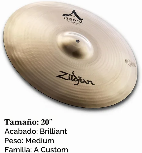 Vista 2 de Zildjian A Custom Medium Ride Platillo - 20 pulgadas