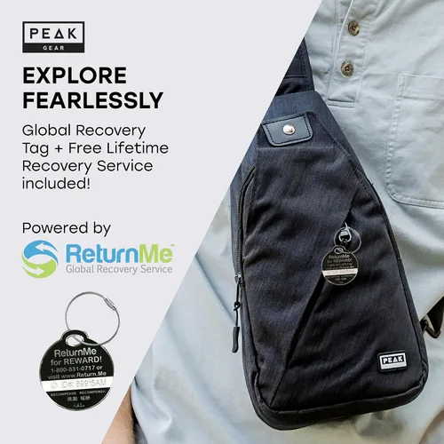 Vista 5 de Peak Gear Bolso bandolera de viaje. Bolso cruzado compacto Más ligero y más pequeño que una mochila Etiqueta de identificación de por vida perdida
