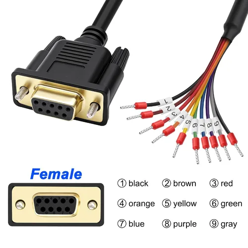 Vista 5 de MEIRIYFA DB9 hembra RS232 a 9 pines cable de extensión serie 26AWG