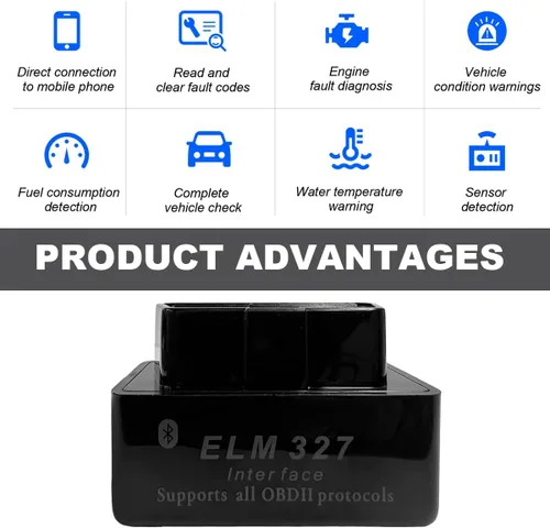 Vista 5 de KVAEY OBDII - Escáner de diagnóstico automático para automóvil, herramienta de escaneo Bluetooth automotriz ELM327 y lector de código, lector
