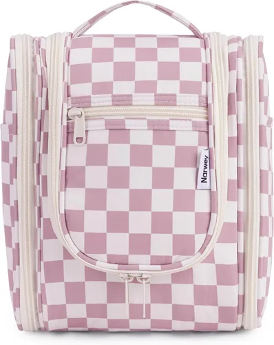 Vista 27 de Narwey - Neceser de viaje colgante, organizador de maquillaje y productos cosméticos para mujeres y hombres, Aa-morado., L