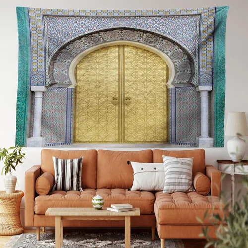 Vista 36 de Ambesonne Tapiz bohemio, diseño floral de bruja, luna y mariposa con adornos de mandala, decoración de tela para colgar en la pared para dormitorio