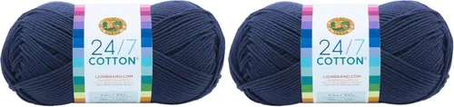 Vista 48 de Lion Brand Yarn - Hilo ligero 24/7 de algodón para tejer, hacer ganchillo y manualidades, Ámbar, paquete de 1 Light Worsted 100% Mercerized Cotton