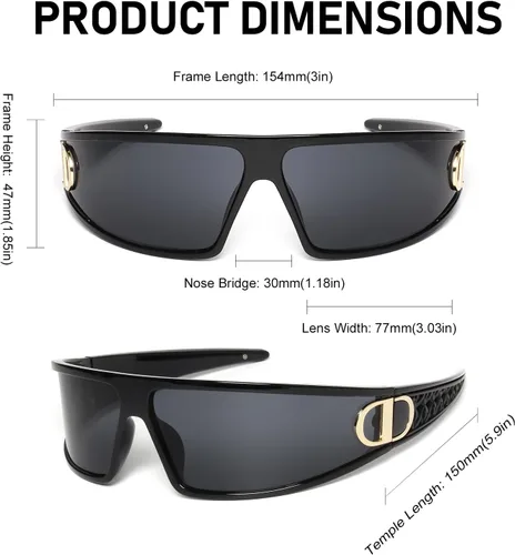 Vista 5 de KENBO Y2K Sunglasses Wrap Around Futuristic Sunglasses for Women Men Fashion Sport Shades Sun Glasses UV400