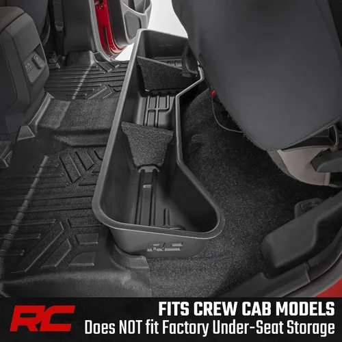 Vista 9 de Rough Country Caja de almacenamiento debajo del asiento para Nissan Frontier Crew Cab (2005-2025) - Organizador de bandeja trasera debajo