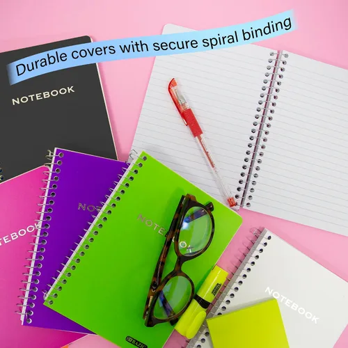 Vista 6 de BAZIC Products 100 cuadernos de poli de 5 x 7 pulgadas con espiral, para oficina de notas escolares, juego de 6