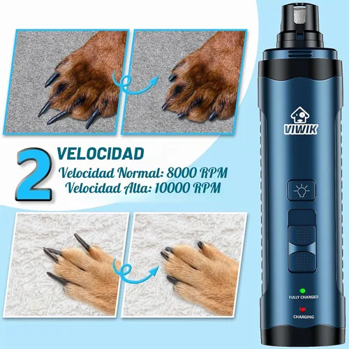 Vista 2 de VIWIK Molinillo de uñas para perros, cortaúñas para perros con luces LED, kit de cortaúñas para mascotas para perros grandes, medianos y pequeños