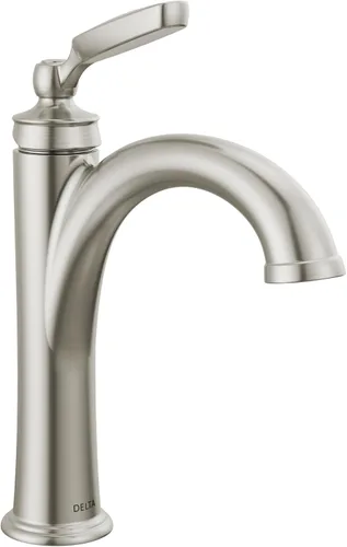 Vista 8 de Delta Woodhurst - Grifo de baño cromado de 1 agujero, grifo de lavabo de baño de un solo orificio para tocador, montaje de drenaje de metal