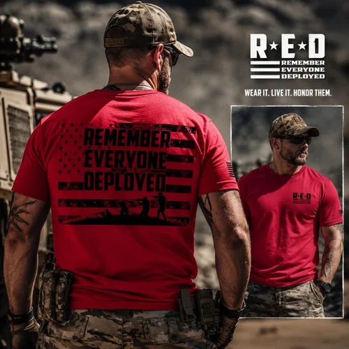 Vista 4 de RED Friday US Military Shirt Remember Everyone Deployed Flag American Pride Camiseta para hombres y mujeres