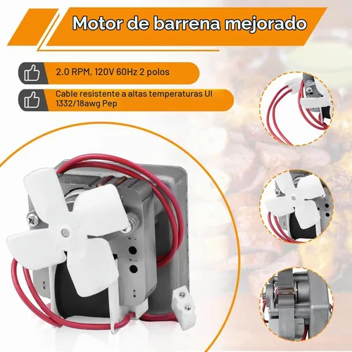Vista 2 de Piezas de Repuesto de Motor de Barrena Mejorado de 2.0 RPM Compatibles con Traeger, Pit Boss, Parrillas Ahumadoras de Pellets de Madera Camp Chef