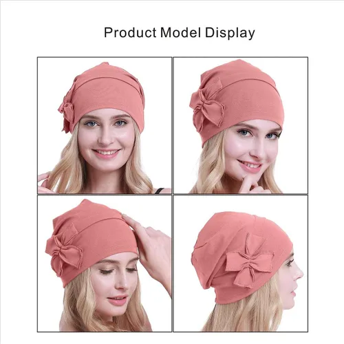 Vista 2 de osvyo Gorro de algodón con turbantes de quimioterapia para mujeres, con cáncer, pérdida de cabello