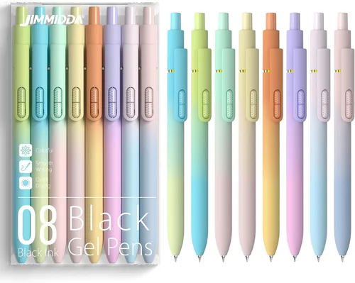 Vista 18 de Paquete de 8 bolígrafos de gel negro, punta media de 0.028 in, bolígrafos de tinta retráctiles de secado rápido para escritura suave, suministros