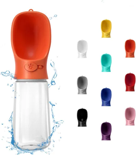 Vista 33 de WePet Botella de agua portátil para perros, 12 onzas, dispensador de agua para cachorros a prueba de fugas con alimentador de bebida para mascotas
