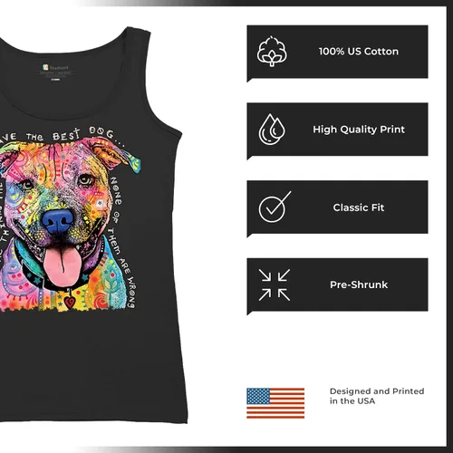 Vista 6 de Dean Russo Pets Art Pit Bull Camiseta sin mangas para mujer con los mejores perros
