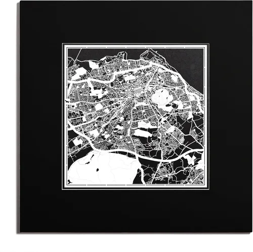 Vista 72 de O3 Design Studio Mapa de corte de papel de París, color negro mate, 20 x 20 pulgadas, arte en papel