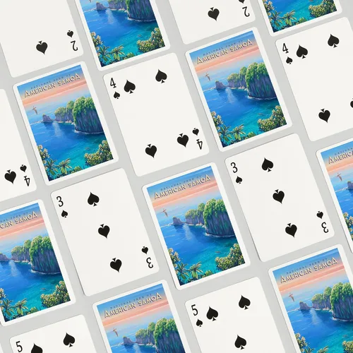 Vista 4 de Lantern Press Parque Nacional de Samoa Americana, pintura al óleo (52 cartas de juego, baraja de cartas de tamaño póquer con Jokers)