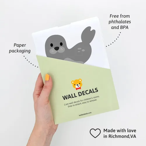 Vista 4 de Teddylabels - Calcomanías de Animales Árticos - Pegatinas de Pared Fáciles de Aplicar y Removibles: Transforma el Dormitorio de tus Niños Pequeños