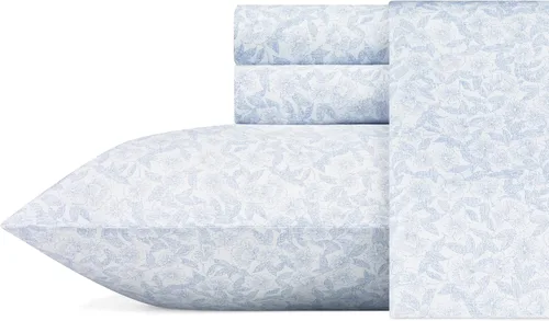 Vista 34 de Laura Ashley - Juego de sábanas individuales con sábana bajera y funda de Bettinas Blooms Rojo