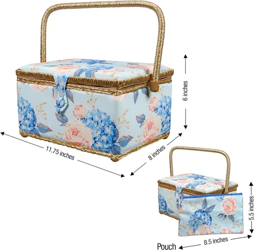 Vista 14 de SINGER Sew'n Stow 00045 - Cesta de coser y bolsa con cremallera, estampado de hortensias Estampado De Lunares