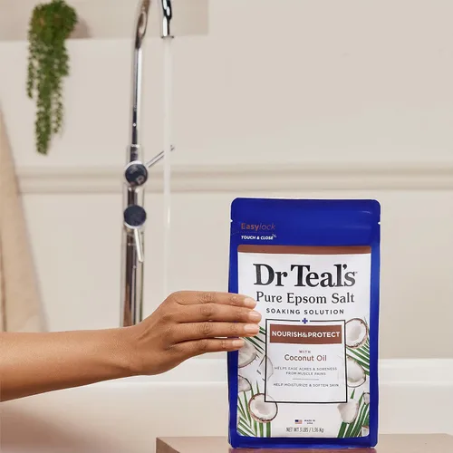 Vista 9 de Dr Teal's Remoja con sal de Epsom pura, nutre y protege con aceite de coco, 3 libras (paquete de 2)