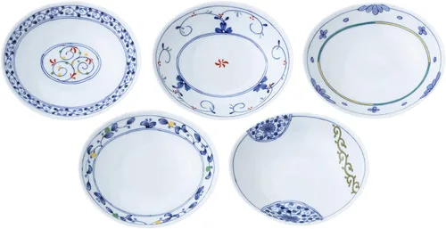 Vista 2 de Saikai Pottery Hasami ware plato pequeño con caja de regalo 4.7 pulgadas x cinco tipos Set