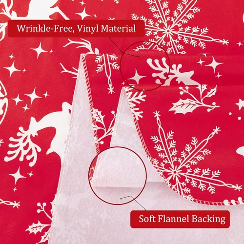 Vista 3 de UMINEUX Mantel de Navidad con reverso de franela, mantel de vinilo impermeable y lavable para fiestas de Navidad, bodas, vacaciones, decoración Alce