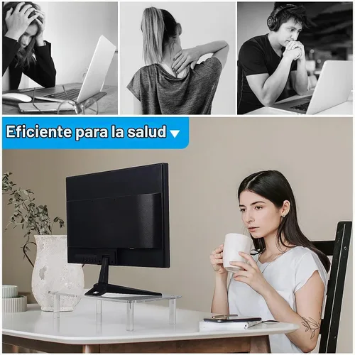 Vista 6 de Sumerflos Soporte de acrílico transparente para computadora portátil, resistente y ahorra espacio, soporte elevador para monitor de computadora