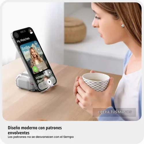 Vista 5 de wenew Funda compatible con AirPods Pro de 2ª/1ª generación con soporte para teléfono, limpiador, clip, compatible con Magsafe, funda de carga