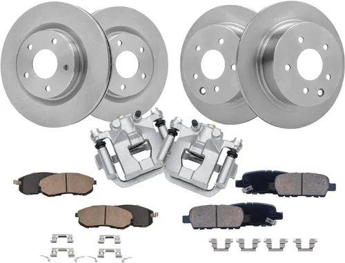 Vista 28 de Detroit Axle - Kit de freno para Nissan Rogue 2014, 2015, 2016, 2017, 2018, 2019, rotores de freno de disco de cerámica, con repuesto de hardware