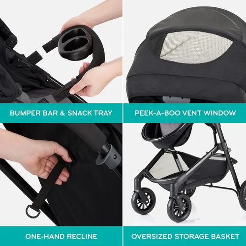 Vista 8 de Evenflo - Sistema de viaje modular pivotante con asiento de coche infantil LiteMax (gris casual)
