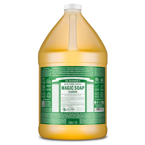Vista 8 de Dr. Bronner's - Jabón líquido de Castilla puro (almendra, 8 onzas) - Hecho con aceites orgánicos, 18 usos en 1: Cara, cuerpo, cabello, ropa