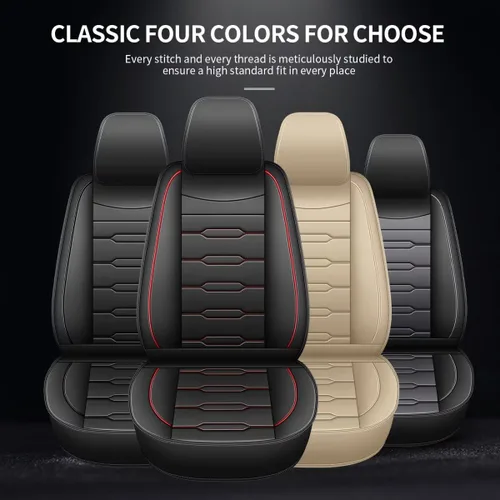 Vista 7 de AOMSAZTO Fundas de asiento de automóvil de ajuste personalizado para Cadillac ATS 2013-2018, fundas de cojín de vehículo, protectores de asiento
