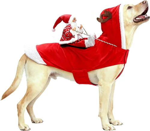 Vista 26 de BWOGUE Disfraz de Navidad de Papá Noel para perro, disfraz de cosplay para perros pequeños, medianos y grandes, gatos Chef Santa Claus