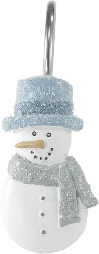 Vista 5 de Avanti Linens Cortina con juego de 12 ganchos a juego, decoración de baño y vacaciones (Frosty Friends), juego de ducha de 13 piezas