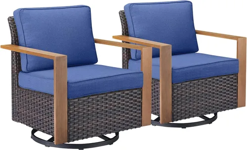 Vista 17 de Rilyson Sofá de mimbre para patio al aire libre, sofá de muebles de patio de ratán con marco resistente, mimbre de polietileno para todo