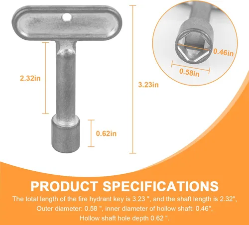 Vista 11 de P1300-PART-13-KEY Llave de boca de actualización para llave de grifo de agua ZURN para válvulas de hidrante y grifos de pared (plata)