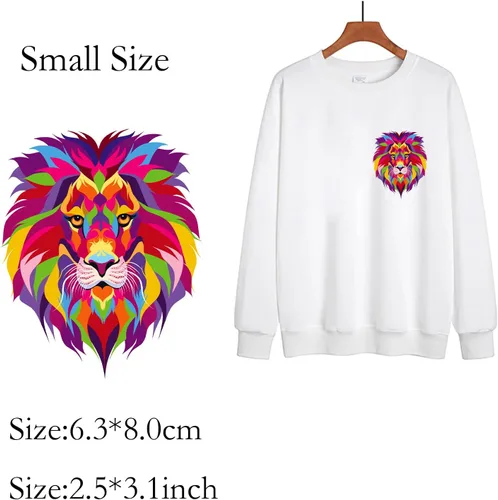 Vista 7 de 12 calcomanías termoadhesivas para planchar de león de tigre, ropa de transferencia de calor, camisetas, parches de animales, calcomanías