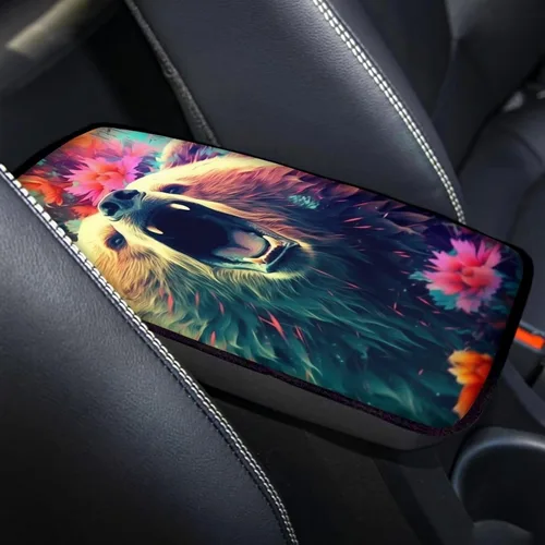 Vista 3 de Funda para reposabrazos de automóvil, ajuste universal para la mayoría de automóviles, SUV, camiones, sedán, patrón fresco, plegable, cómoda, Oso