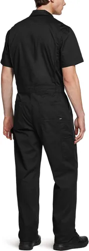 Vista 2 de CQR - Overol para hombre con manga corta, cremallera frontal, múltiples bolsillos, resistente a las manchas y a las arrugas