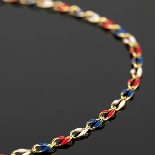 Vista 5 de YOUBEIYEE - Cadena chapada en oro para hacer joyas, color bandera estadounidense Cadena de cable esmaltada para mujer, collar, pulsera, cadenas