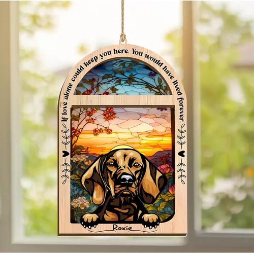 Vista 261 de LOVELYPOD Adorno de Navidad personalizado de sabueso afgano, atrapasoles con nombre, regalos de pérdida de mascotas, regalos para amantes
