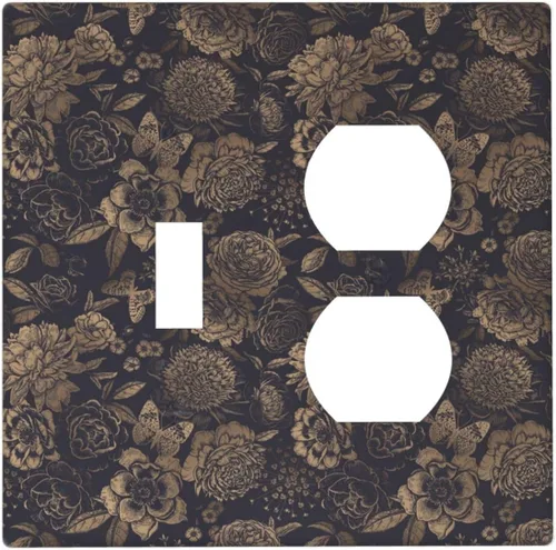 Vista 107 de William Morris Floral Boho Azul Medianoche Azul Bohemio Flor 1 Banda Dúplex Cubierta de Salida Decorativa Receptáculo Único Interruptor Eléctrico