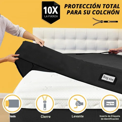 Vista 37 de Bolsas de colchón para mudanza y almacenamiento, protector de colchón impermeable, funda de colchón Cal King con 8 asas resistentes y cremallera Gris